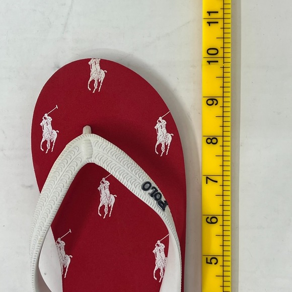 Polo Ralph Lauren Unisex Junior Flip Flop Red/ White Pony Logo US Size 6 VTG NEW - Picture 13 of 14